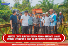 Bupati Arie Gotong Royong Bersama Warga Perbaiki Jembatan di Ruas Jalan Provinsi Secara Swadaya