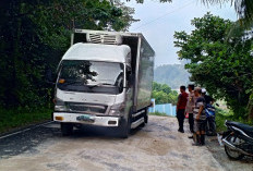 Polsek Maje Bersama Pemdes Linau dan Pos AL Menutupi Minyak Sawit yang Berceceran di Jalan Lintas 