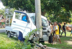 Mobil Carry Hantam Tiang Listrik Hingga Nyaris Roboh 